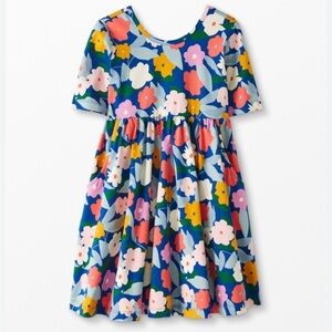 Hanna Andersson Blue Flower Print Skater Dress w/pockets Kids Size 10 140 cm